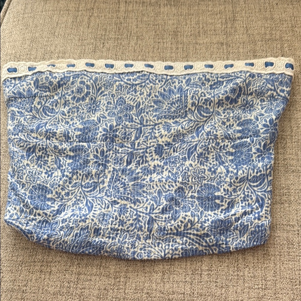 Sky to Moon White and Blue Tube Top